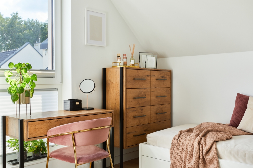 A well-utilized space in a compact room after a successful small house remodel.