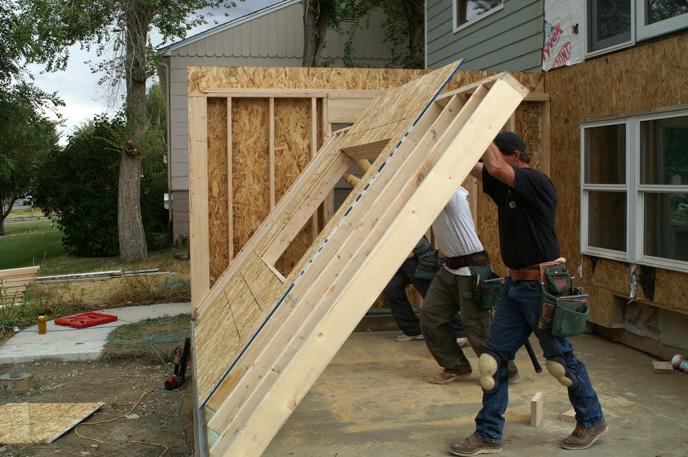 Construction workers building an ADU.